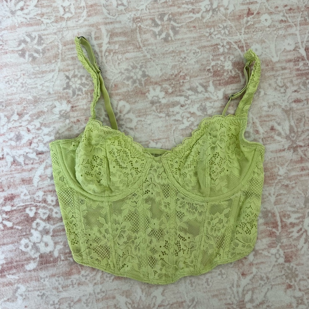 Lace Bustier Top in Light Green